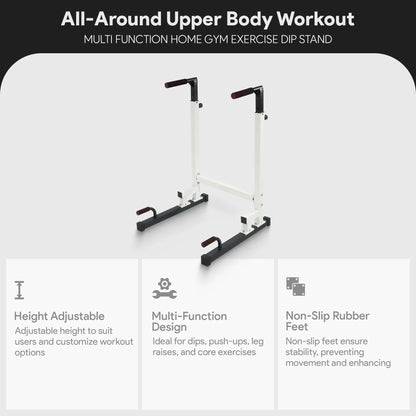 Multi-Function Dip Stand Dip Station Dip Bar with Improved Structure Design, 500-Pound Capacity