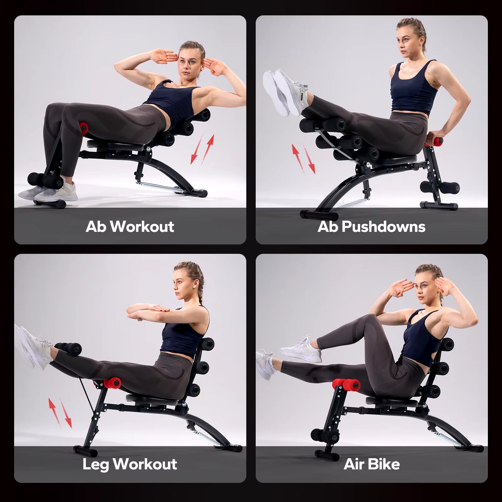 Ab Machine Multi-Functional Adjustable Ab Trainer Workout Bench for Home Gym Sit up Machine for Abdominal Exercise Chair