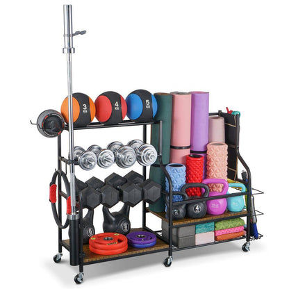 250 Lbs. Weight Capacity Sports Storage Garage Organizer Home Gym Workout Storage Rack Multifunction Equipment Rack