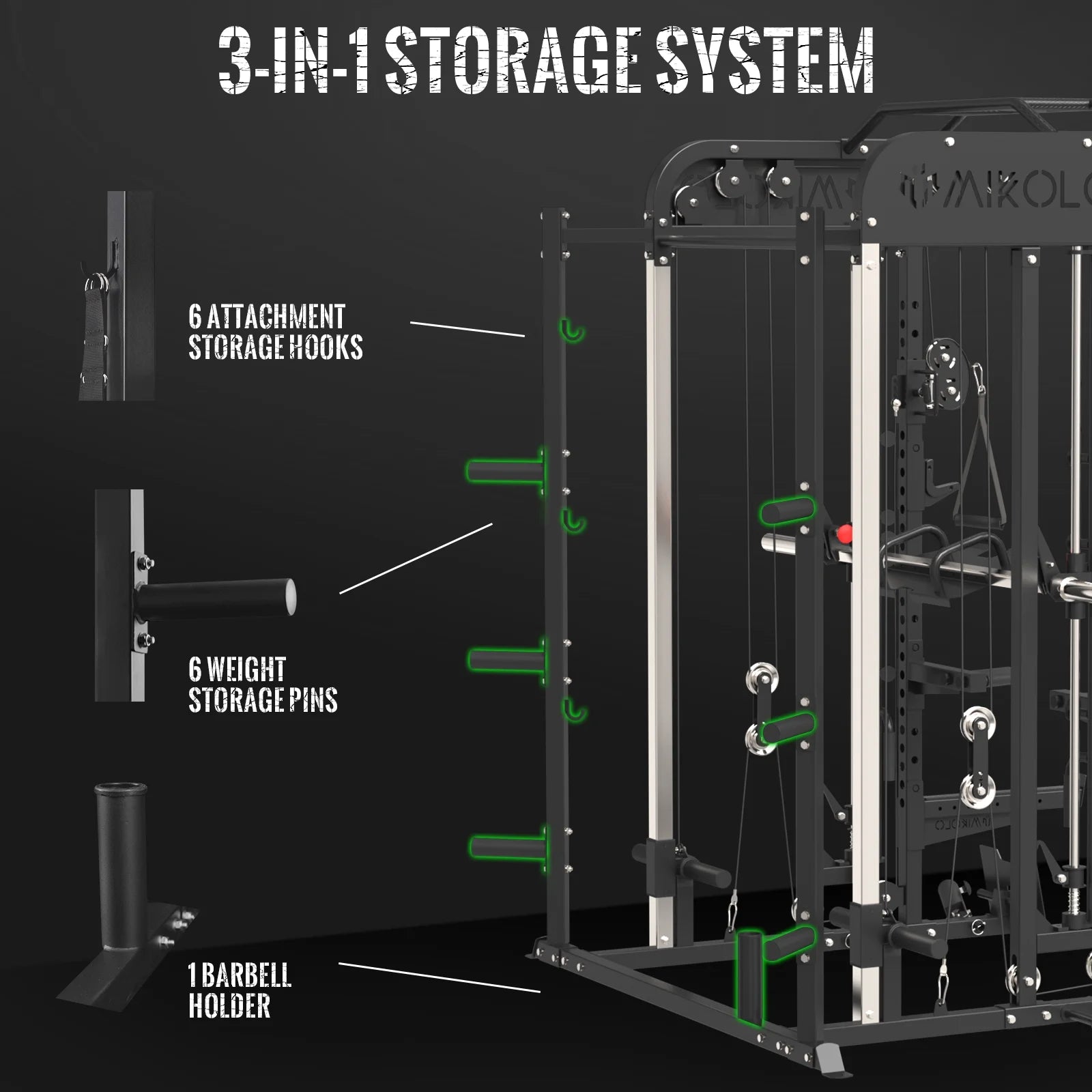 Smith Machine Home Gym, 2000LBS Squat Rack with Cable Crossover System, Multi-Function Workout Machine for Home Gym(2023 Version)