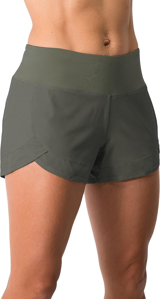 Apparel Womens Lightweight Running WOD Volleyball Shorts Workout Mesh Liner Zip Pocket